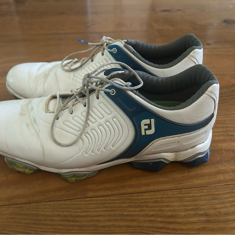 FootJoy Tour-S White and Blue Golf Shoes with Waterproof Design